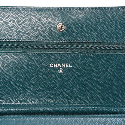 Chanel Caviar Quilted Wallet On Chain WOC Dark Turquoise 5 of 11