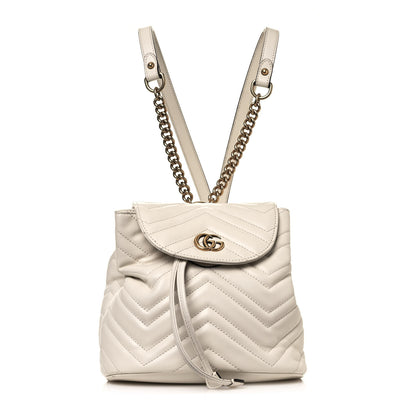 Gucci Calfskin Matelasse GG Marmont Flap Backpack White 1 of 13