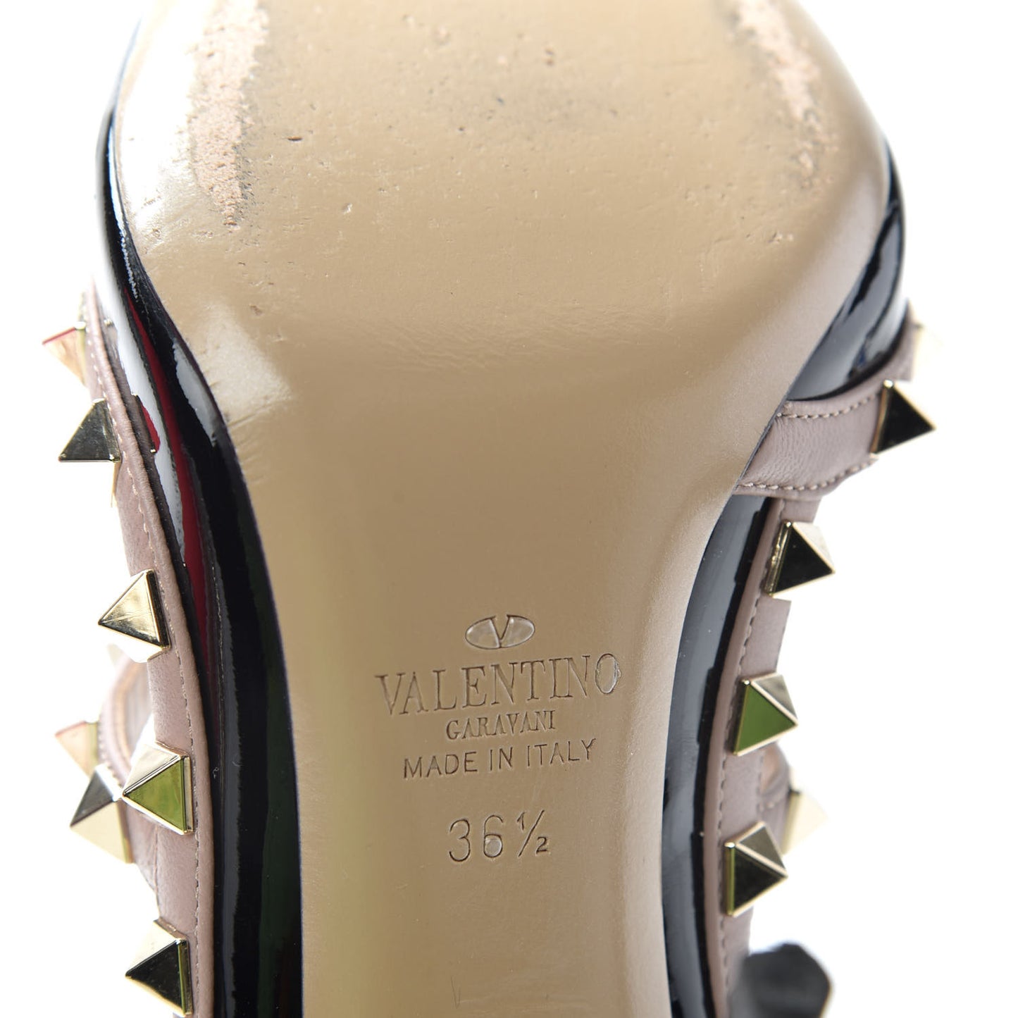 Patent Nappa Rockstud Ankle Strap 100mm Pumps 36.5 Black Poudre