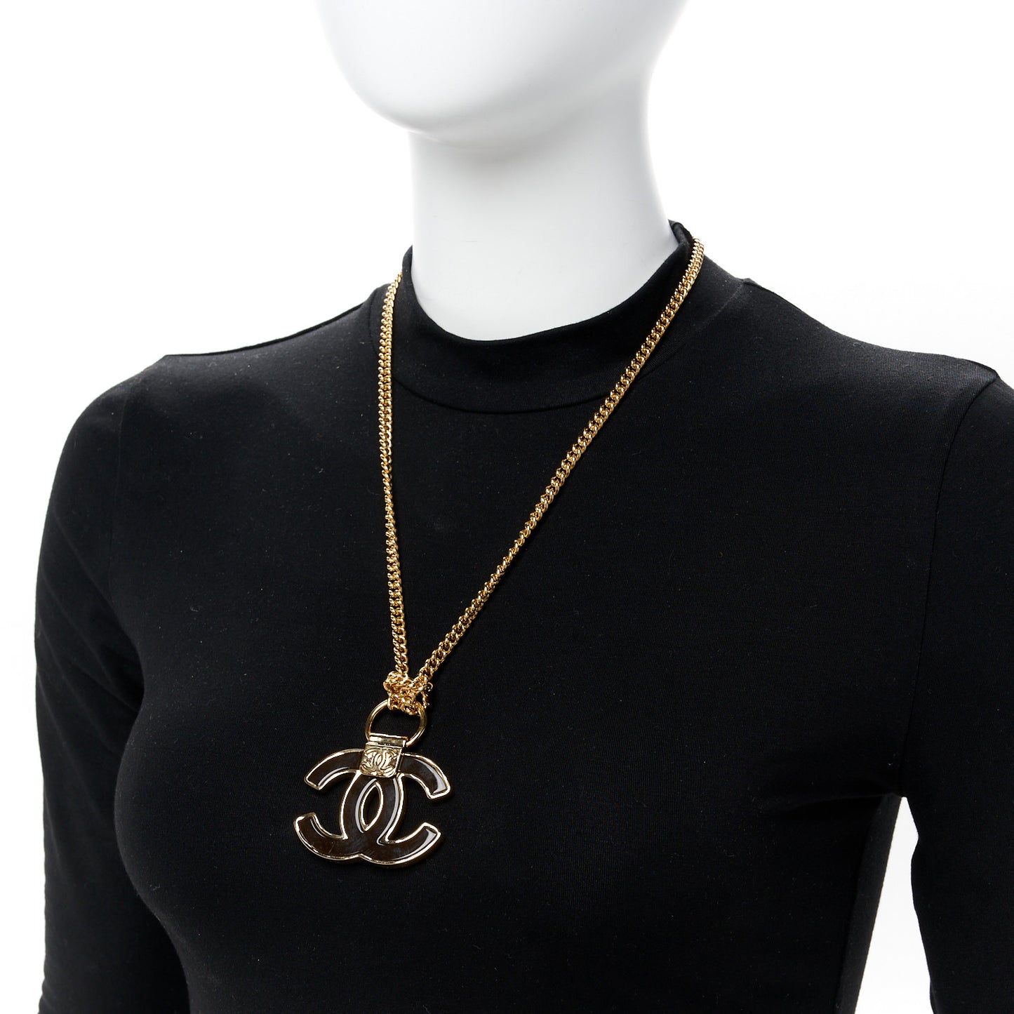 Metal Resin CC Pendant Necklace Gold