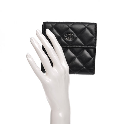 Chanel Lambskin Quilted Compact French Flap Wallet Black 2 of 7