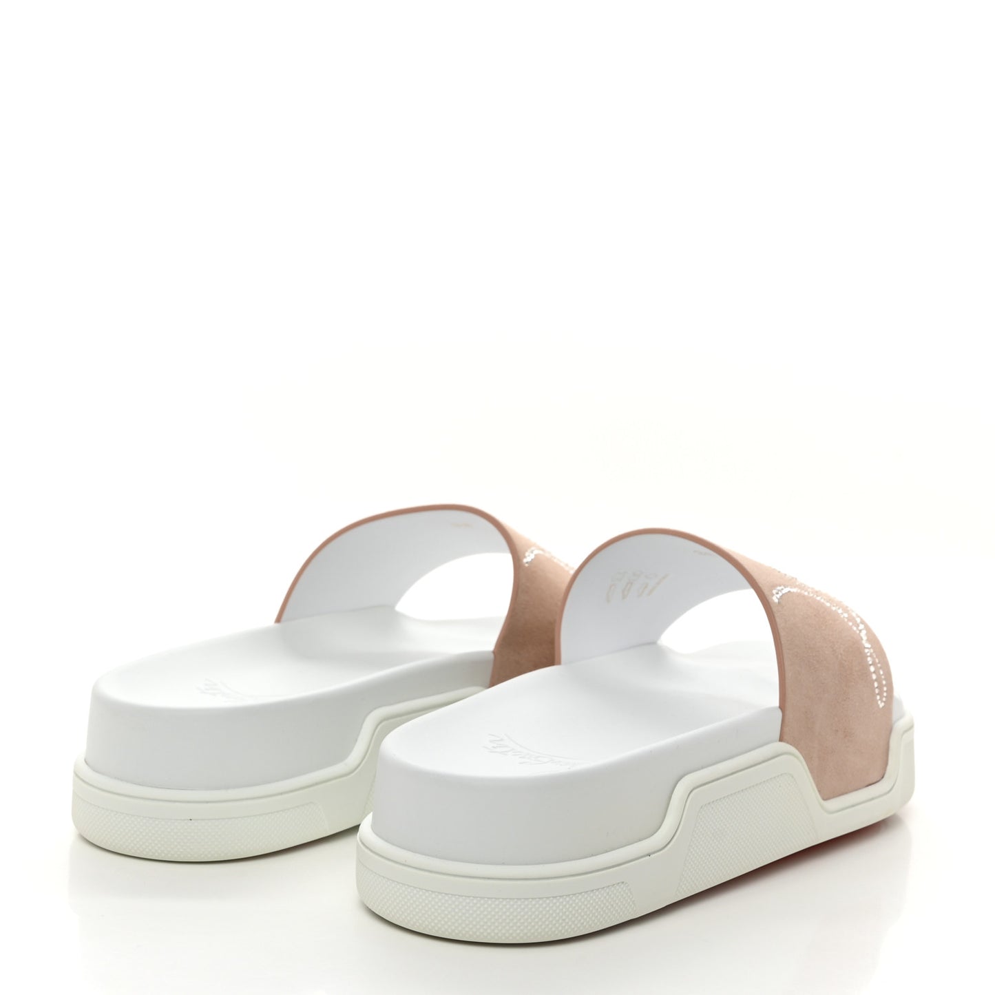 Veau Velours Strass Dear Pool Flat Platform Slide Sandal 38 Nude
