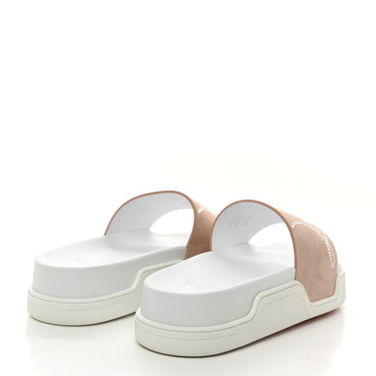 Christian Louboutin Veau Velours Strass Dear Pool Flat Platform Slide Sandal 38 Nude 4 of 9