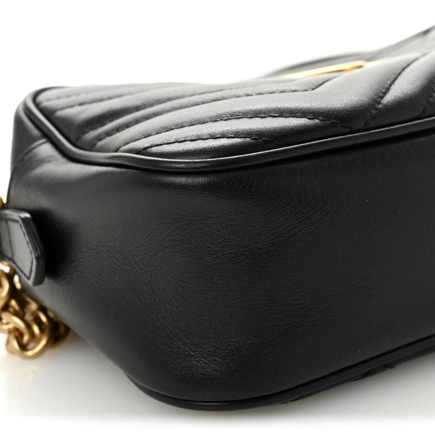 Gucci Calfskin Matelasse Small GG Marmont Chain Shoulder Bag Black 9 of 11