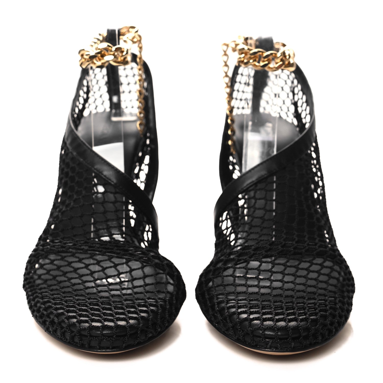 Bottega Veneta Mesh Nappa Chunky Chain Sandals 37.5 Black 2 of 9