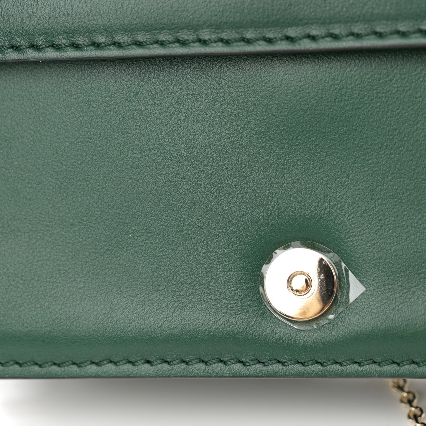 Calfskin Rockstud Wallet On Chain Green
