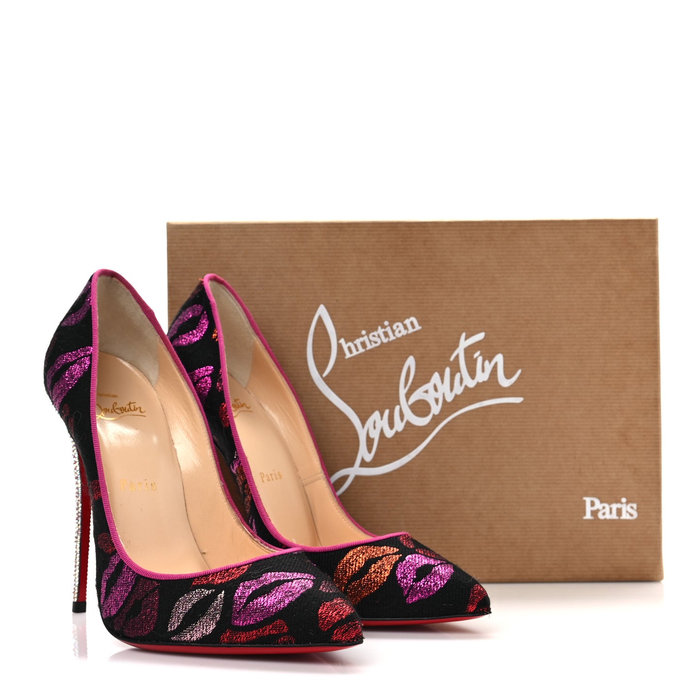 Metallic Lurex Lips Print Strass Cosmopump 120 Pumps 38.5 Black
