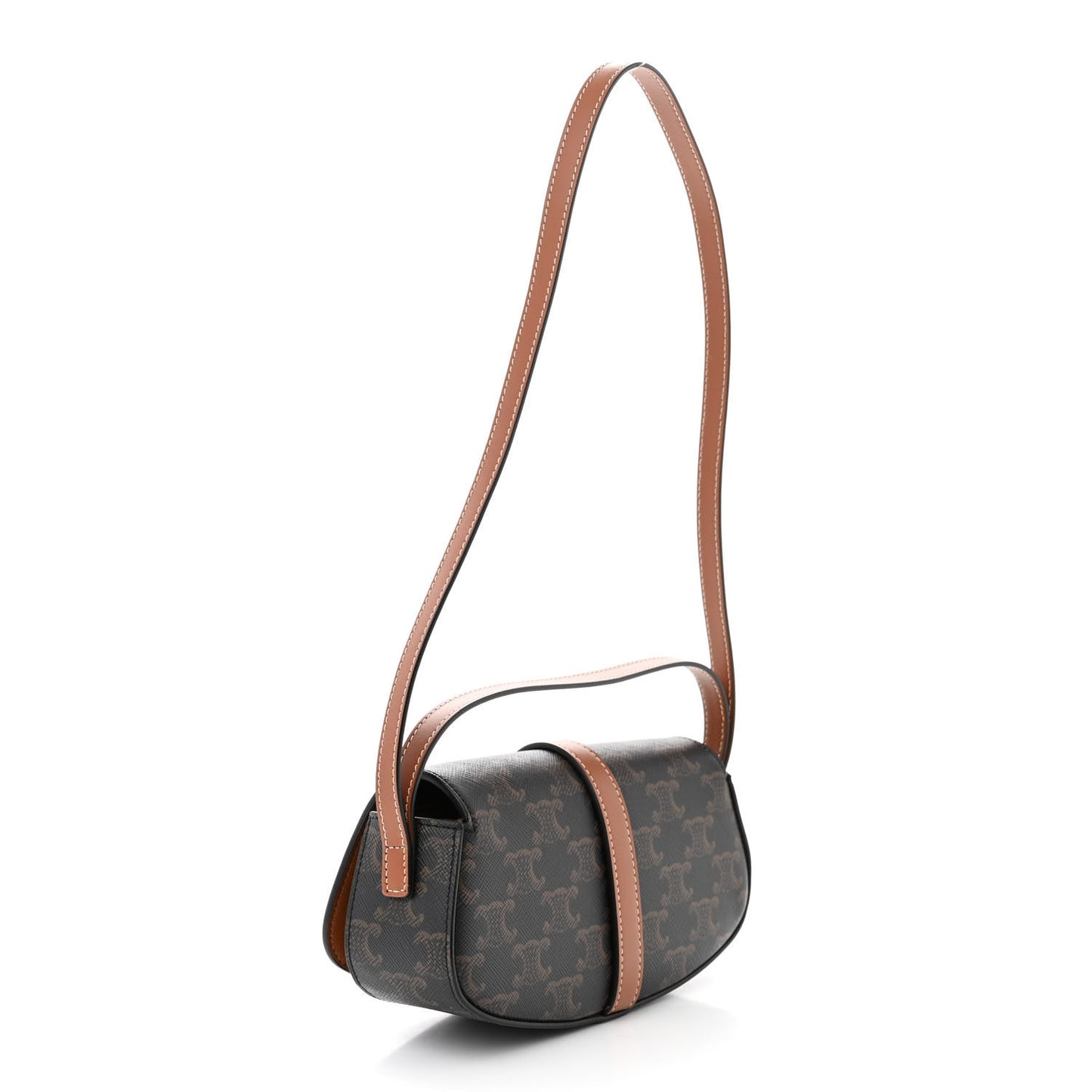 Triomphe Canvas Calfskin Tabou Clutch on Strap Tan