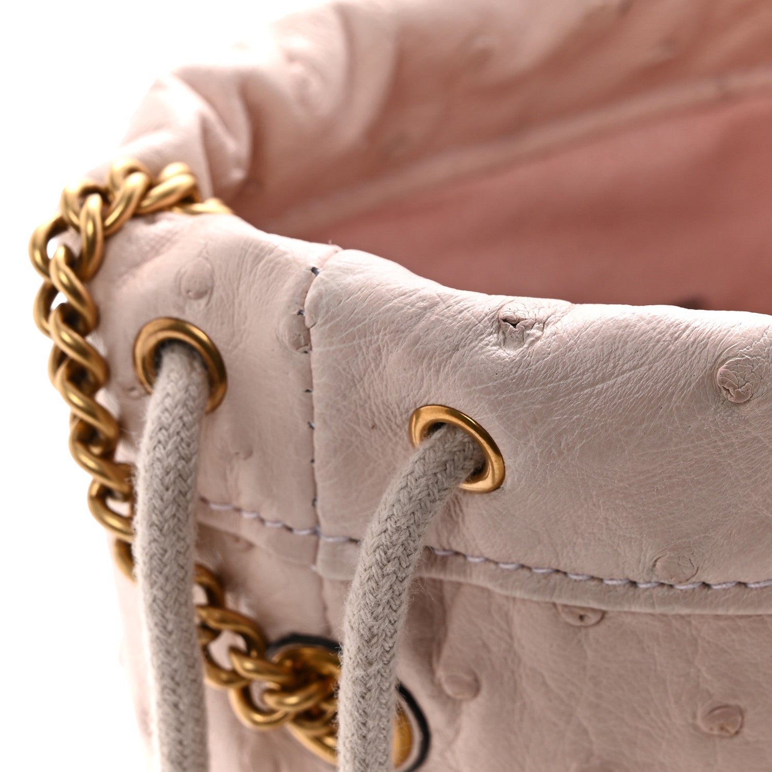 Gucci Ostrich Mini GG Marmont 2.0 Bucket Bag Light Pink 12 of 12