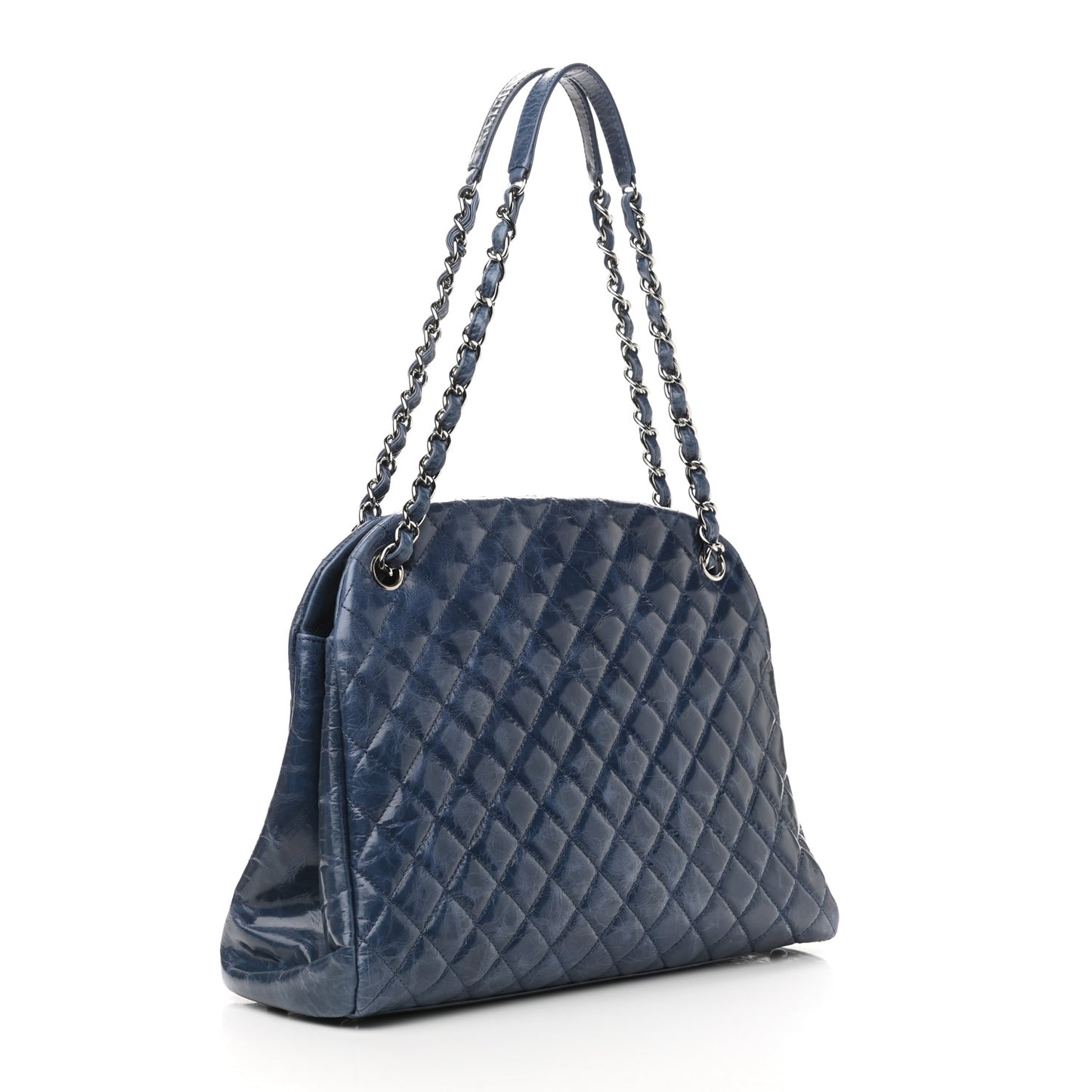 Aged Calfskin Large Just Mademoiselle Bowling Bag Blue