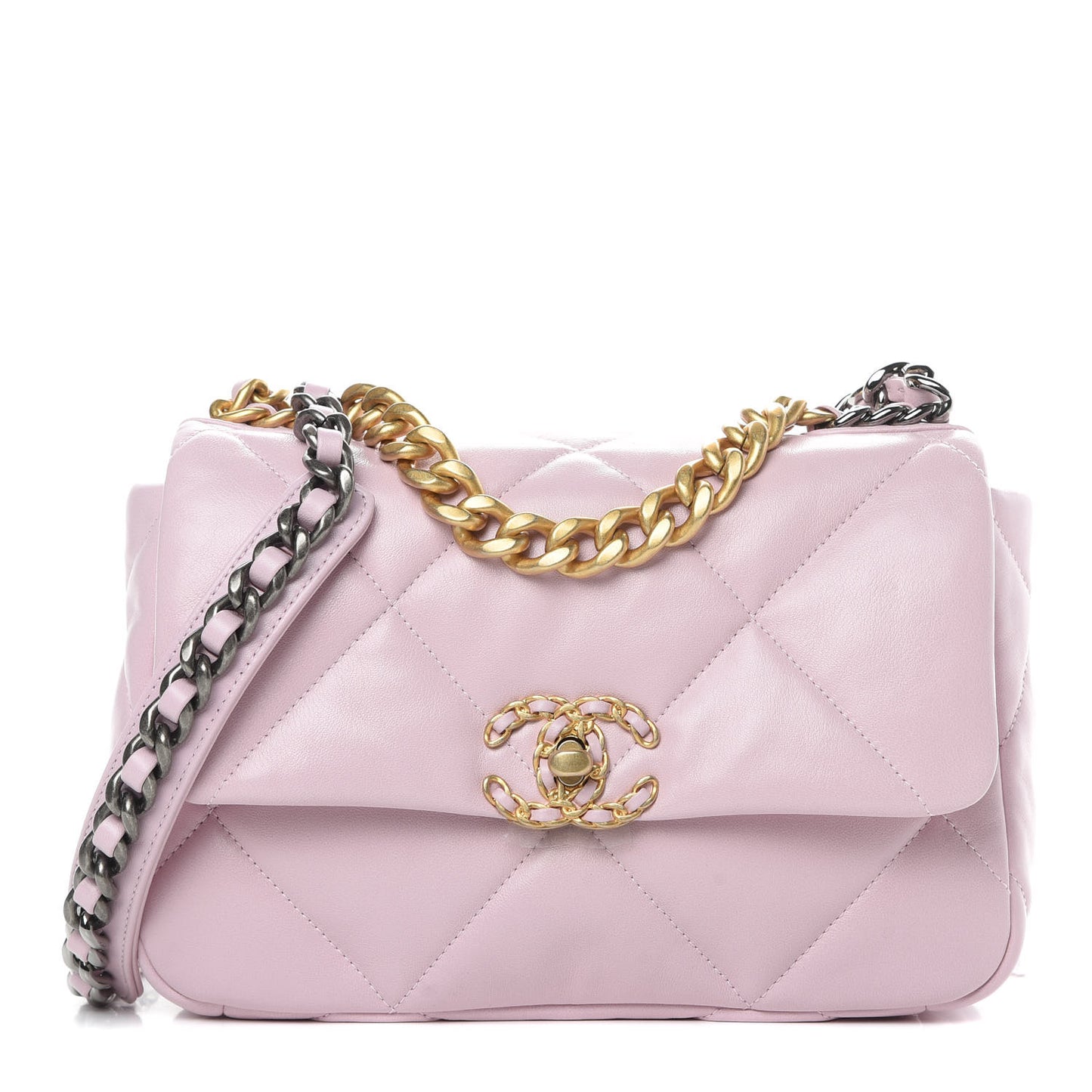 Lambskin Quilted Medium 19 Flap Light Pink
