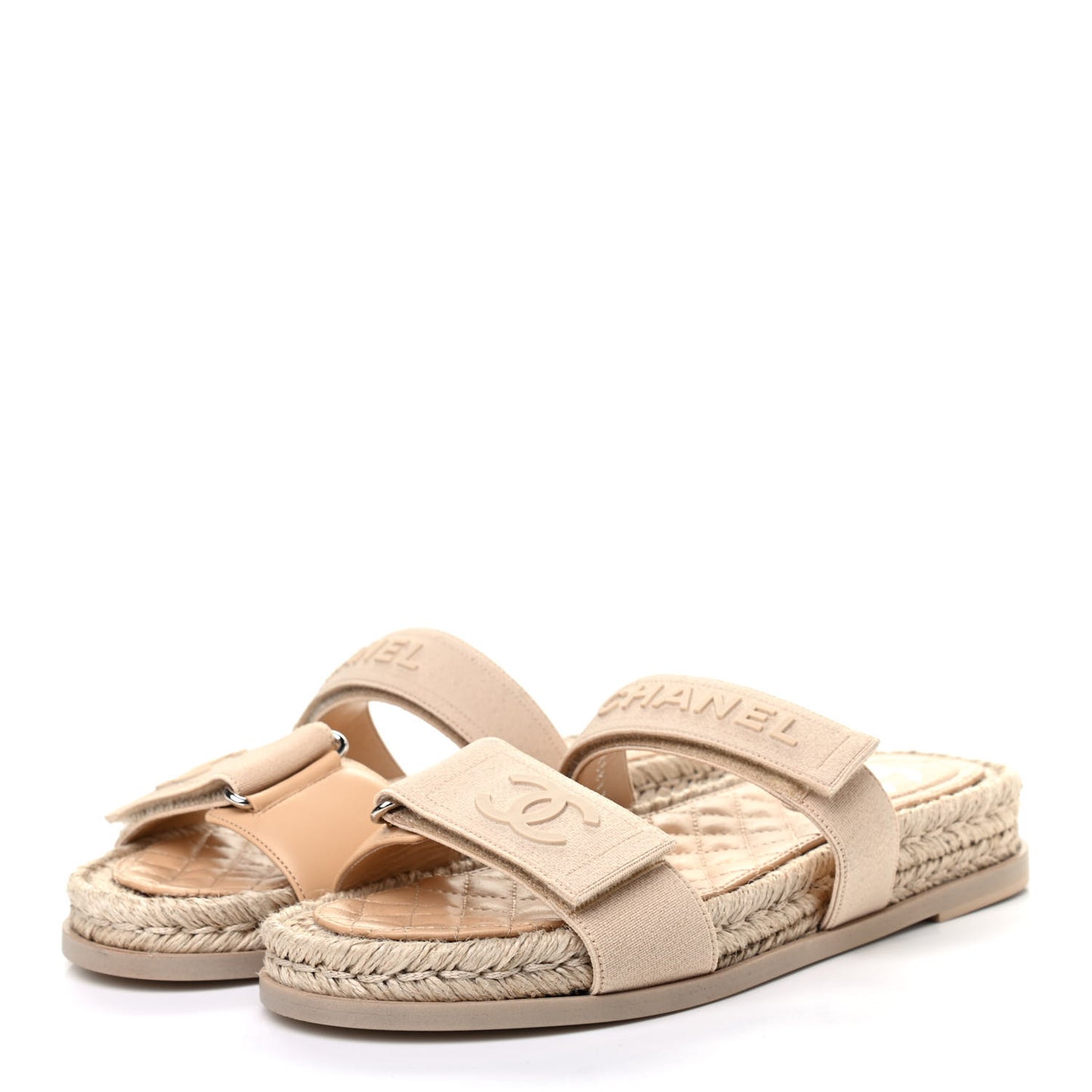 Grosgrain Lambskin Elastic Flat Mules 39 Beige