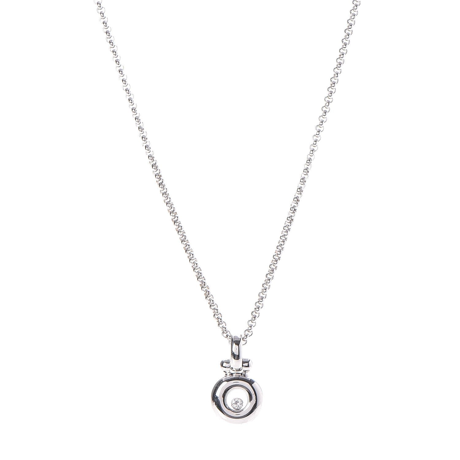 Chopard 18K White Gold Diamond Happy Pendant Necklace 1 of 6