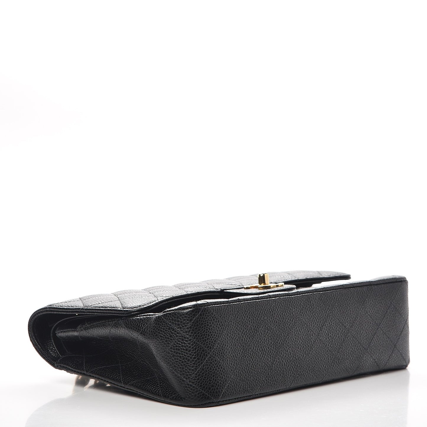 Caviar Quilted Medium Double Flap Black