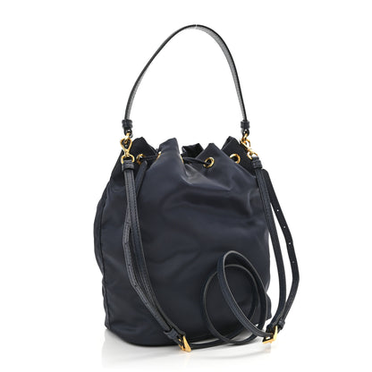 Prada Saffiano Tessuto Nylon Mini Bucket Crossbody Bag Bleu 3 of 9