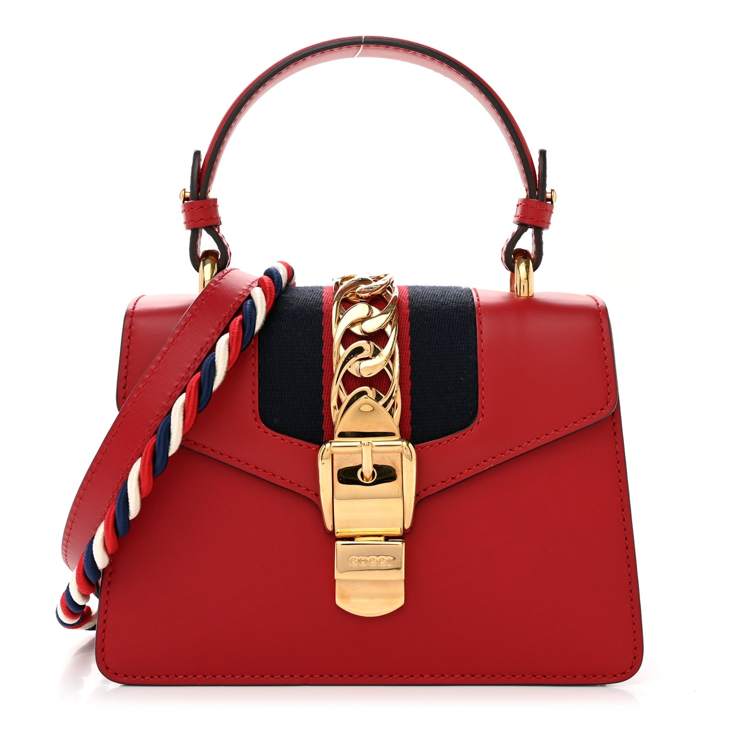 Calfskin Mini Sylvie Top Handle Bag Hibiscus Red