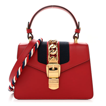 Gucci Calfskin Mini Sylvie Top Handle Bag Hibiscus Red 1 of 10
