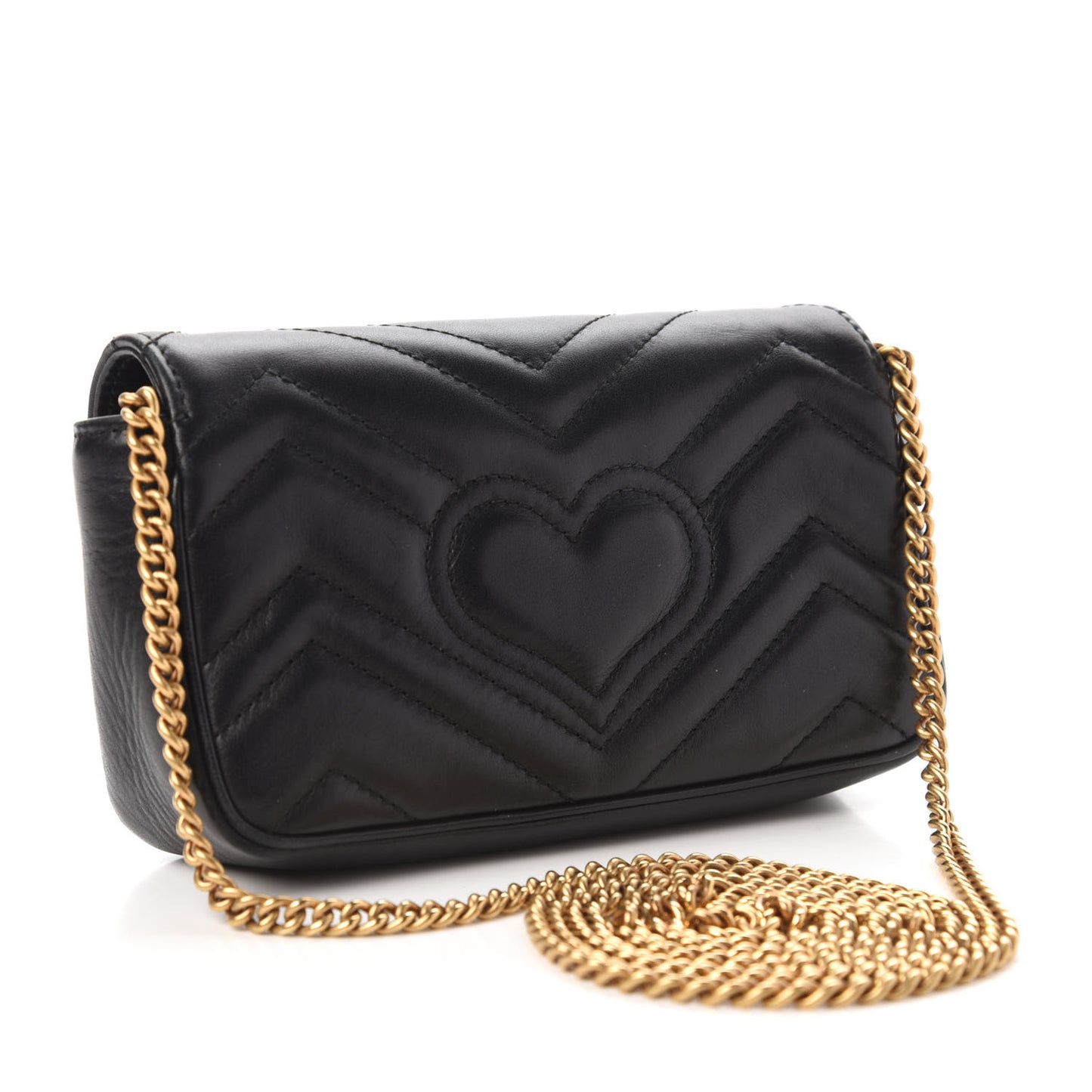 Calfskin Matelasse Super Mini GG Marmont Shoulder Bag Black
