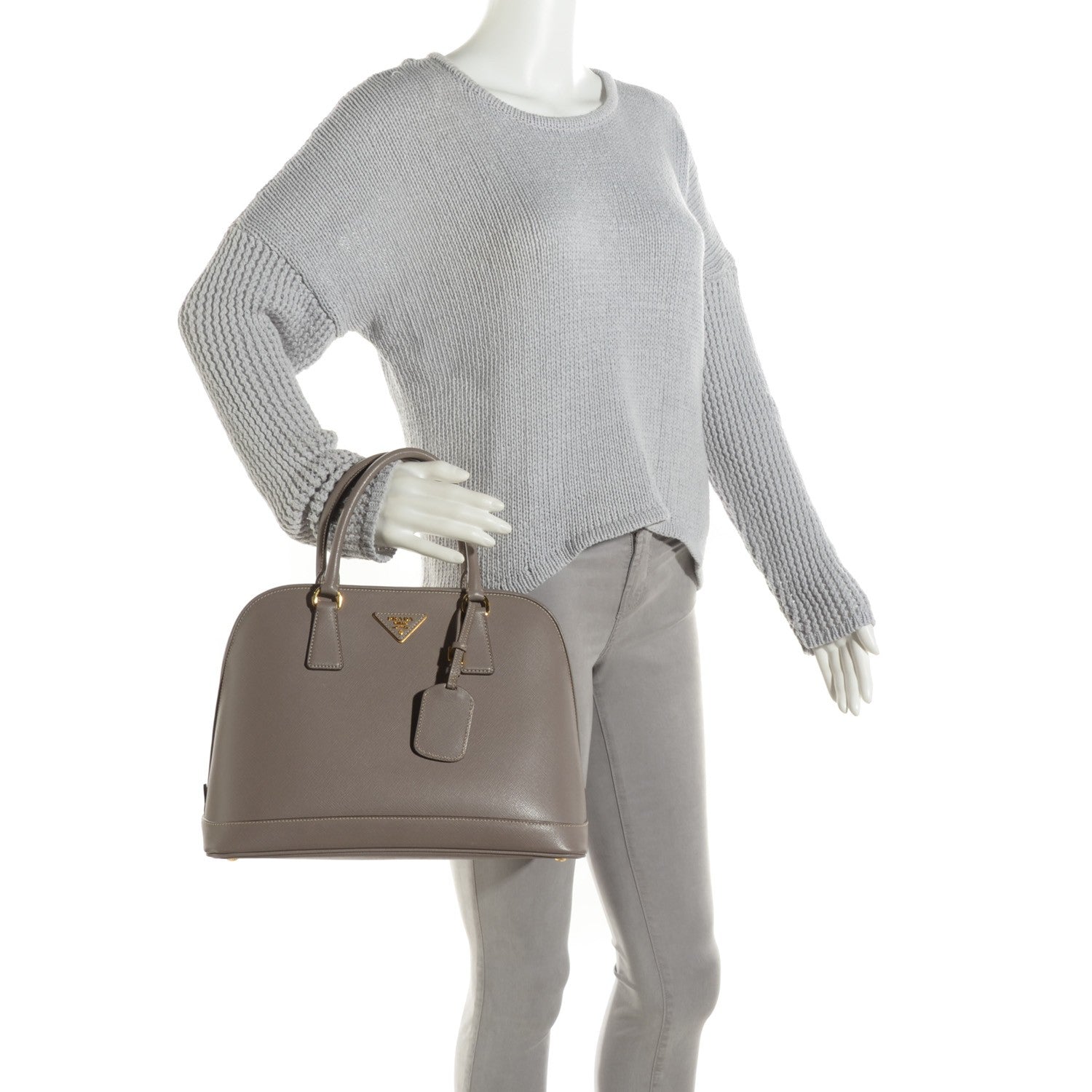Prada Saffiano Lux Medium Open Promenade Tote Argilla 2 of 8