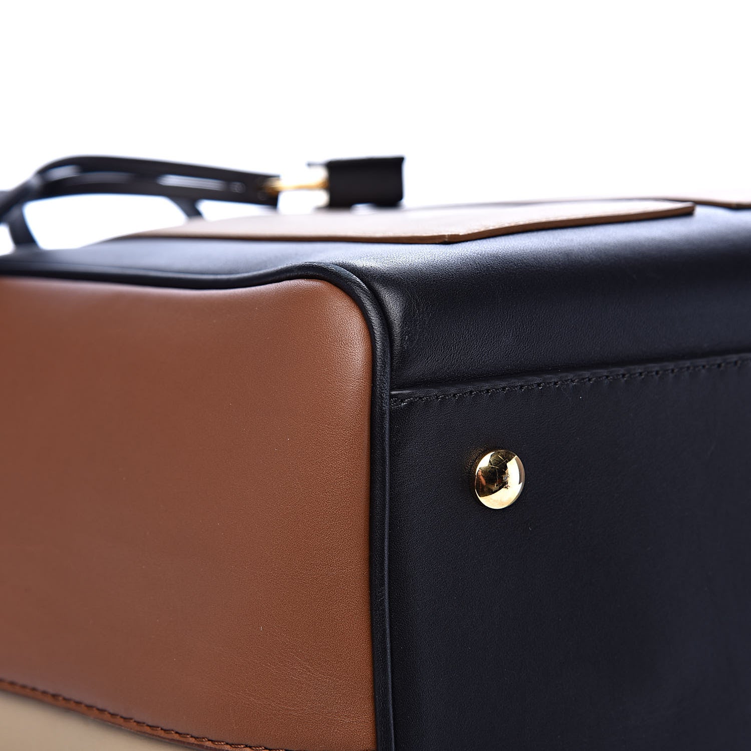 Burberry Smooth Calfskin Paneled Medium Cube Bowling Bag Black 8 of 11