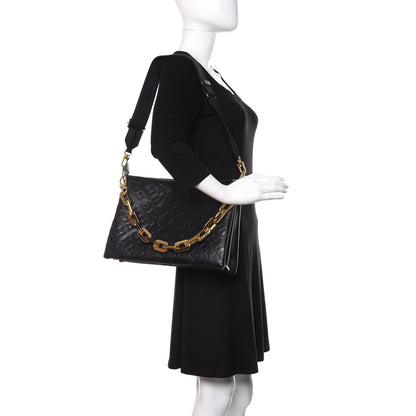 Louis Vuitton Lambskin Embossed Monogram Coussin MM Black 2 of 11