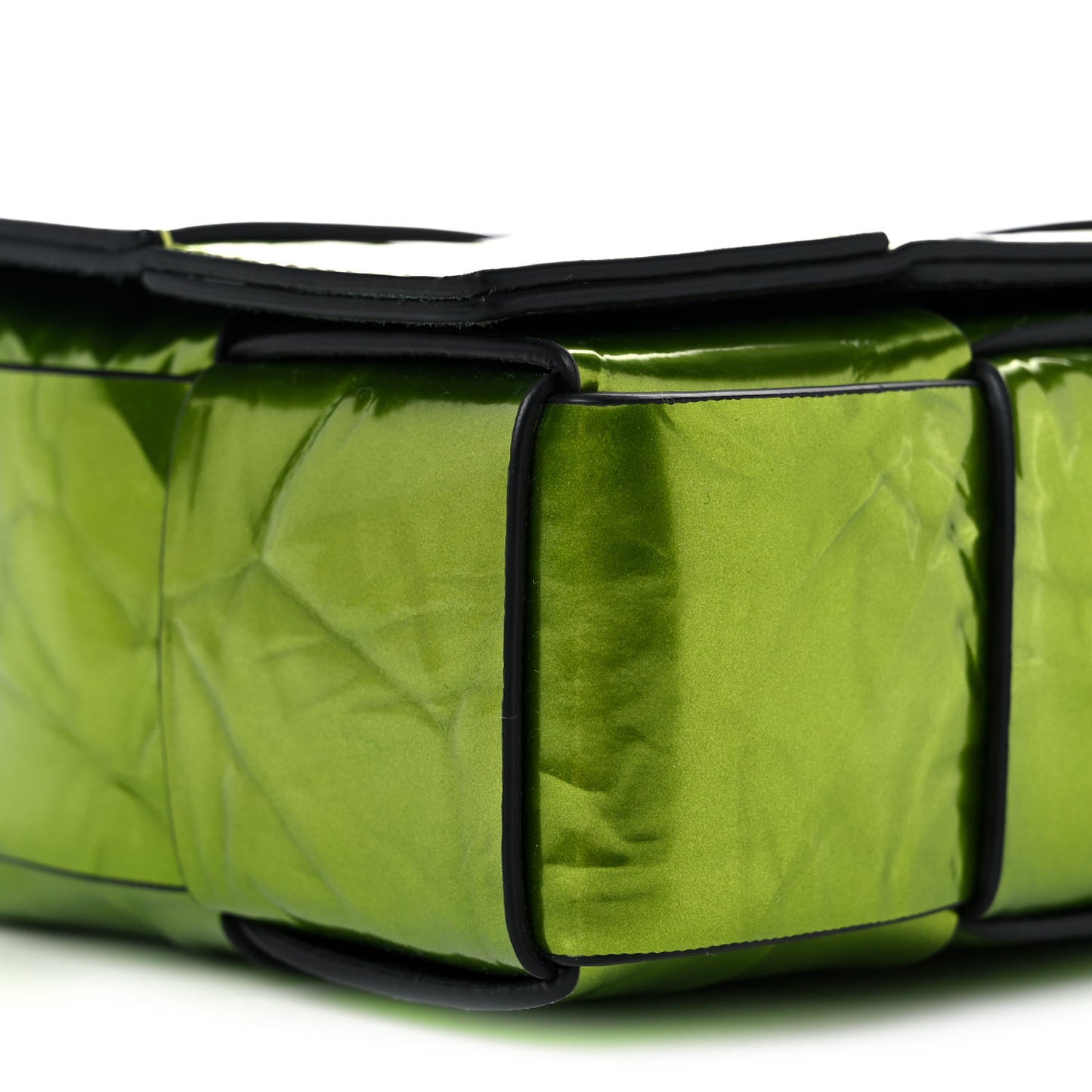 Metallic Crushed Calfskin Maxi Intrecciato Cassette Crossbody Bag Chlorophyll