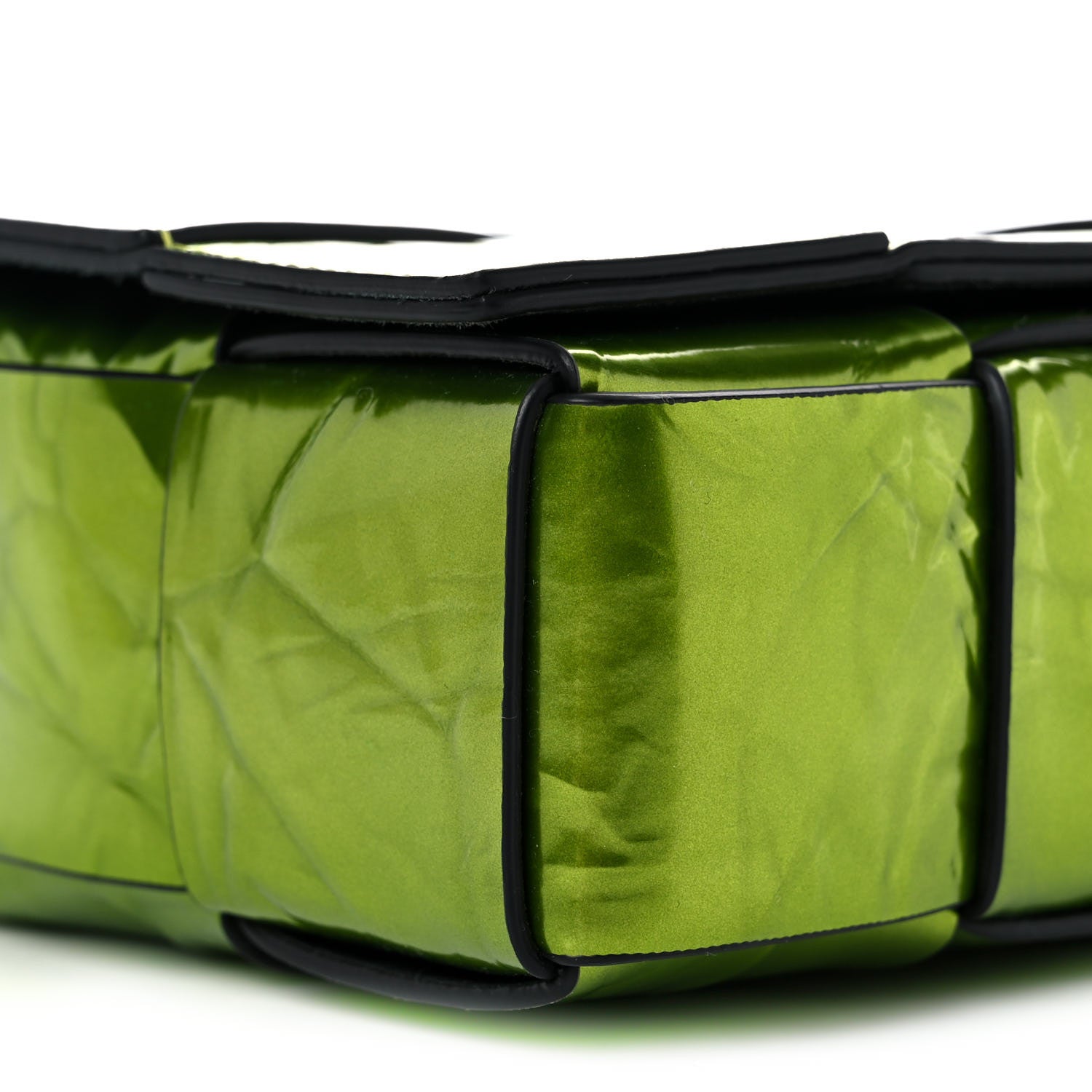 Bottega Veneta Metallic Crushed Calfskin Maxi Intrecciato Cassette Crossbody Bag Chlorophyll 7 of 10