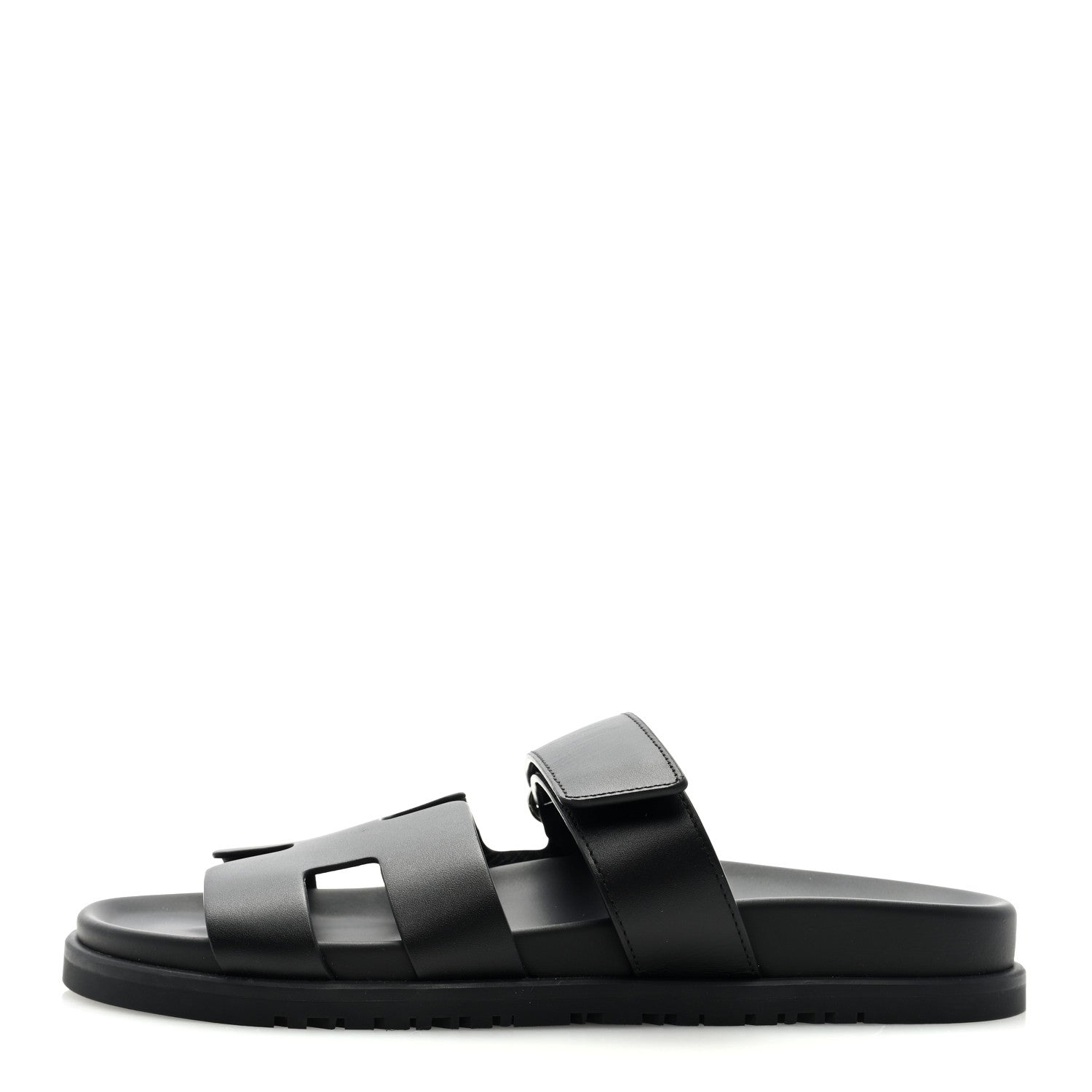 Hermes Calfskin Womens Chypre Sandals 38.5 Black 1 of 7