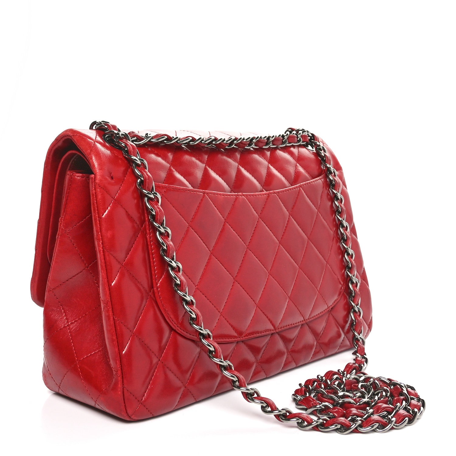 Chanel Lambskin Quilted Jumbo Double Flap Red 2 of 9