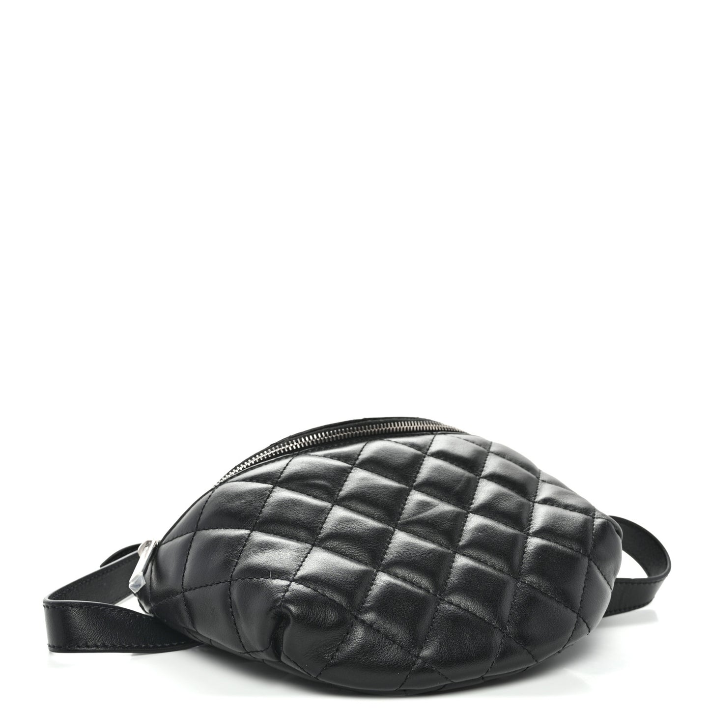 Calfskin Quilted Uniform Waist Belt Bag Black