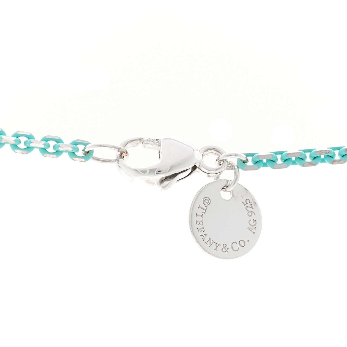 Sterling Silver Enamel Heart Key Pendant Chain Necklace Blue