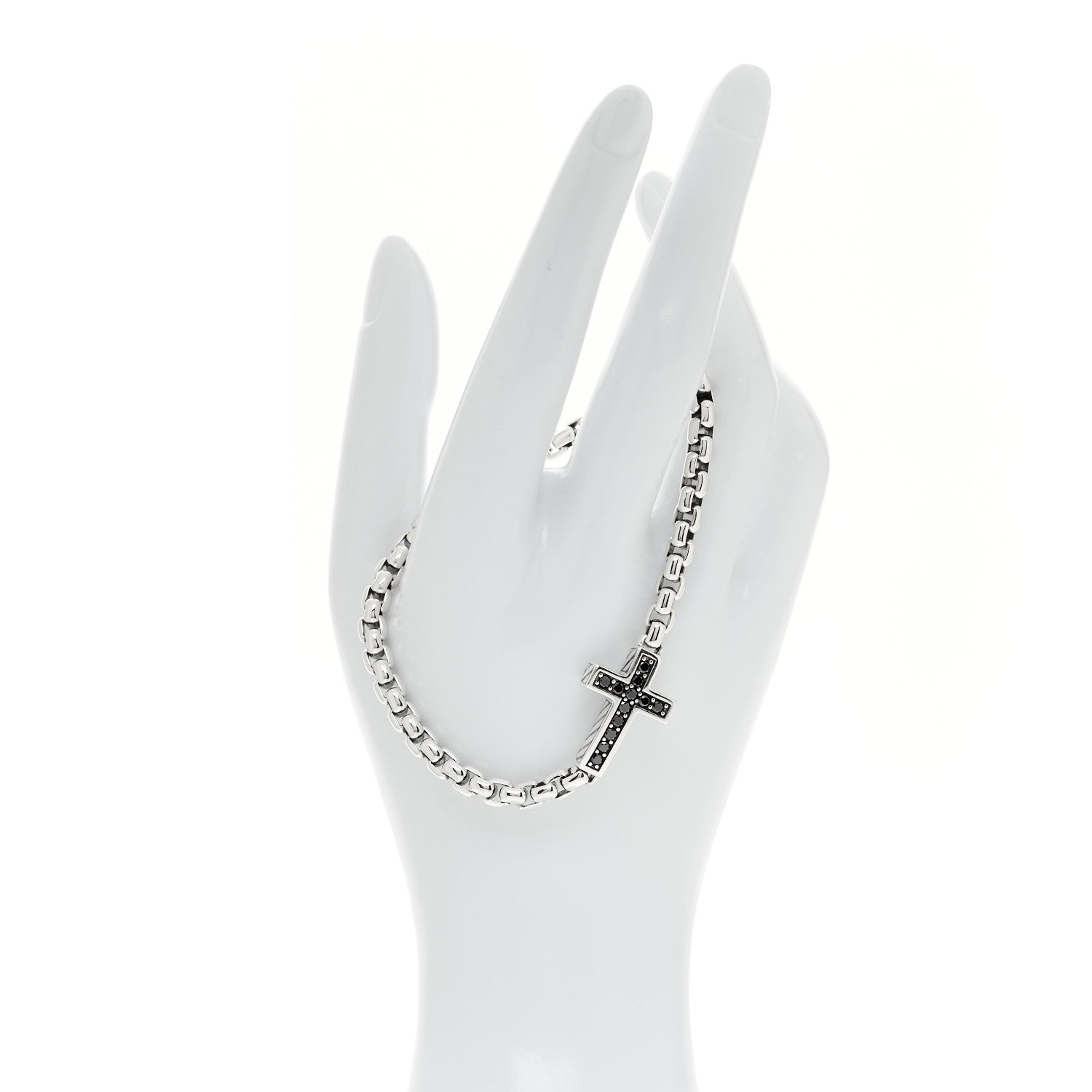 David Yurman Sterling Silver Black Diamond Pave Cross Bracelet 2 of 4