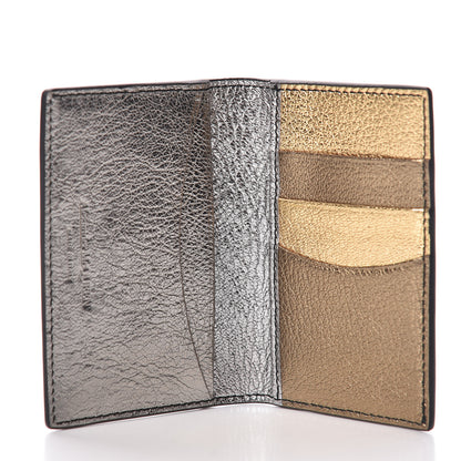 Alexander McQueen Metallic Calfskin Skull Bi Fold Card Holder Silver 5 of 9