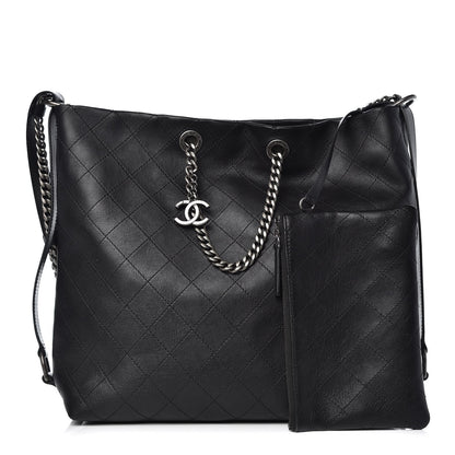 Chanel Calfskin Stitched Large Hobo Black 3 of 8