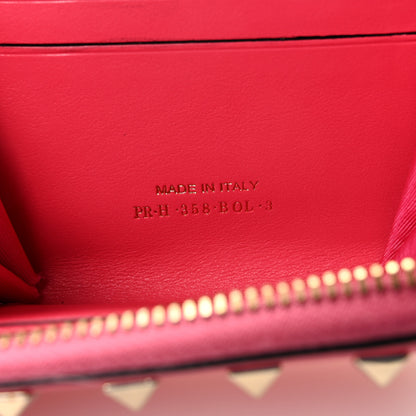 Valentino Garavani Calfskin Rockstud Zip Around Coin Case Card Holder Shadow Pink 7 of 8