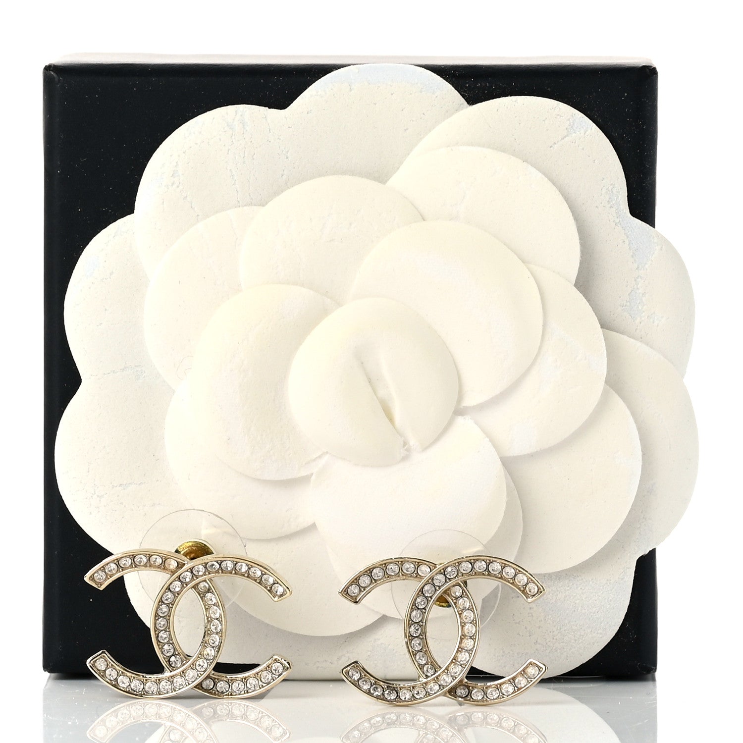 Chanel Crystal CC Earrings Gold 5 of 5