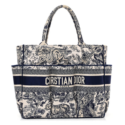Christian Dior Canvas Embroidered Toile De Jouy Catherine Tote Blue 1 of 12