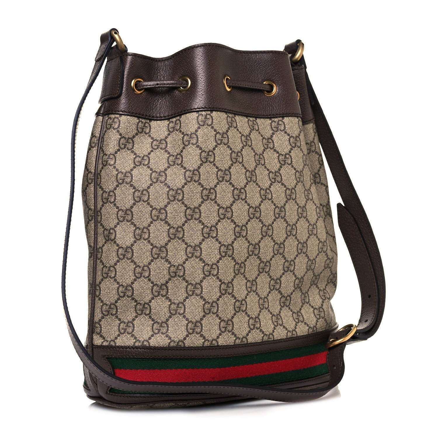 Gucci GG Supreme Monogram Web Ophidia Bucket Bag Brown 3 of 10