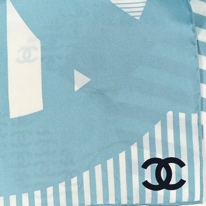 Chanel Silk CC Square Scarf Blue Multicolor 2 of 3