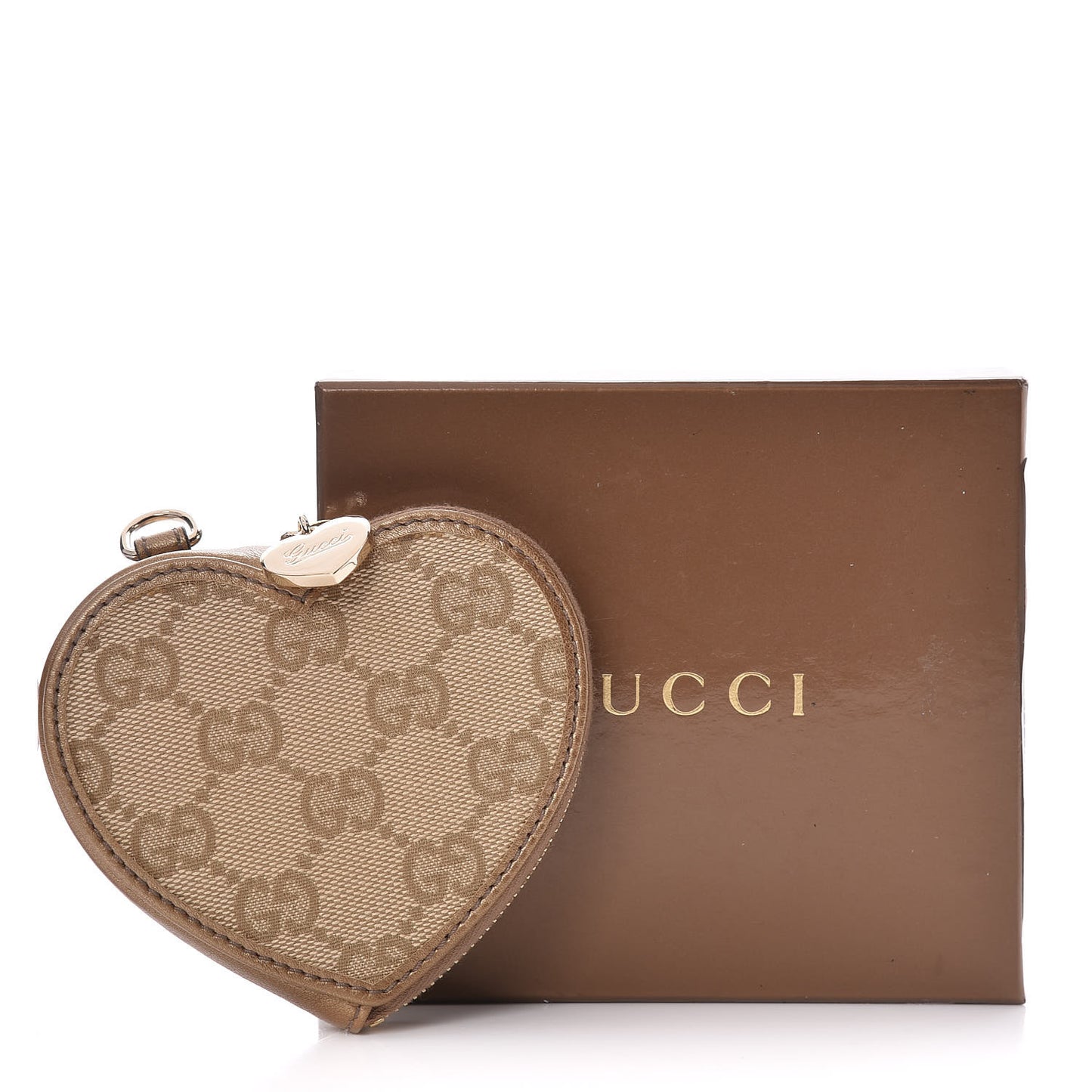 Monogram Heart Coin Purse Gold