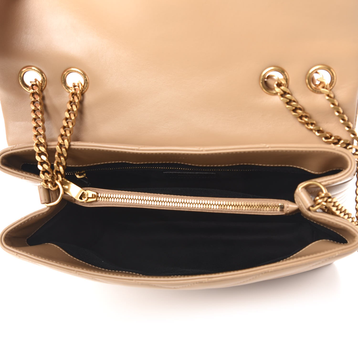 Saint Laurent Calfskin Y Quilted Monogram Medium Loulou Chain Satchel Dark Latte 5 of 9