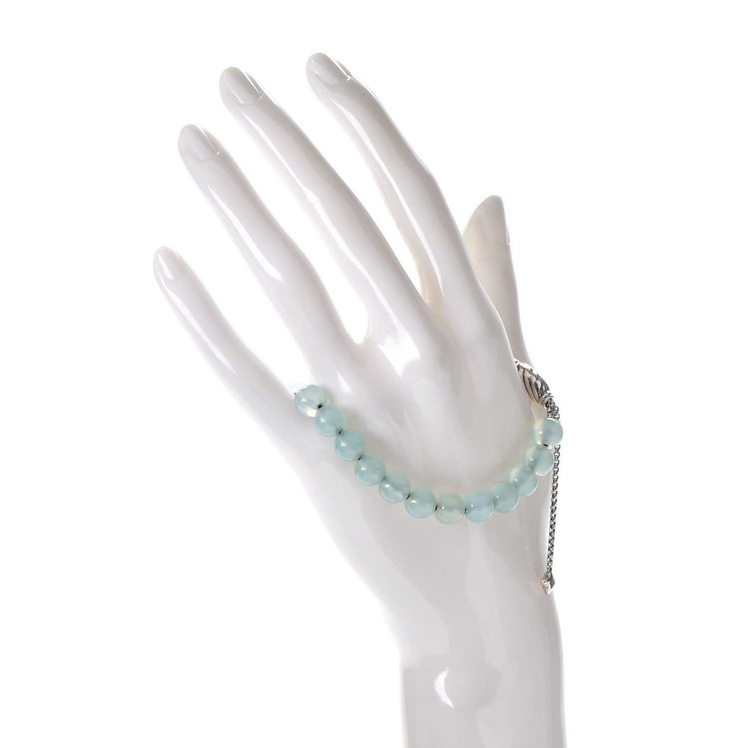David Yurman Sterling Silver Blue Chalcedony 8mm Spiritual Beads Bracelet 2 of 5