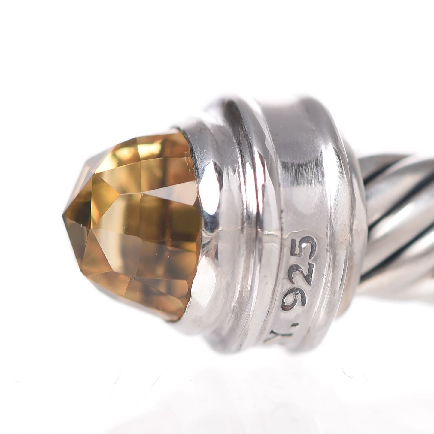Sterling Silver Diamond Lemon Citrine 5mm Cable Classics Bracelet