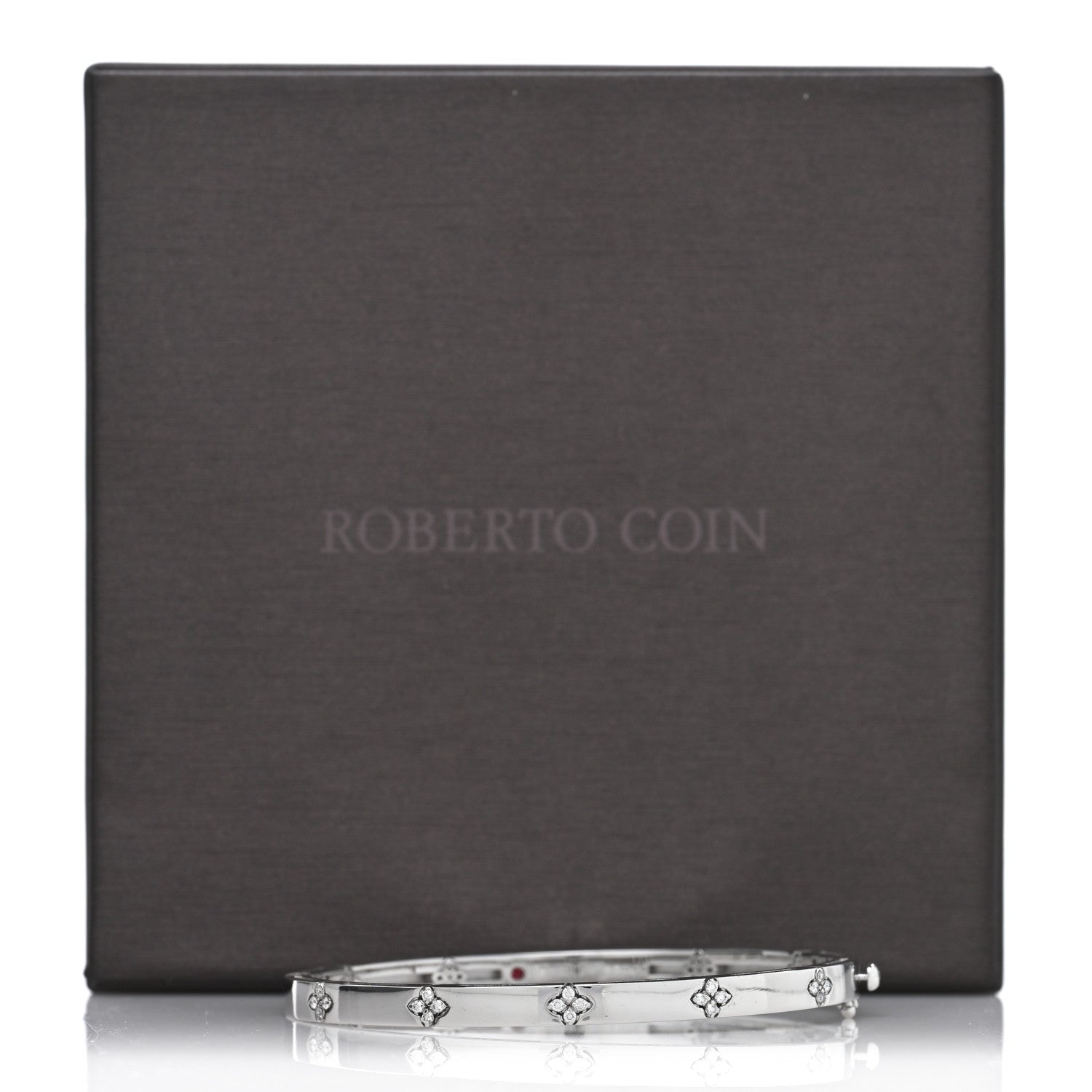 Roberto Coin 18K White Gold Diamond Love in Verona Bangle Bracelet 4 of 4