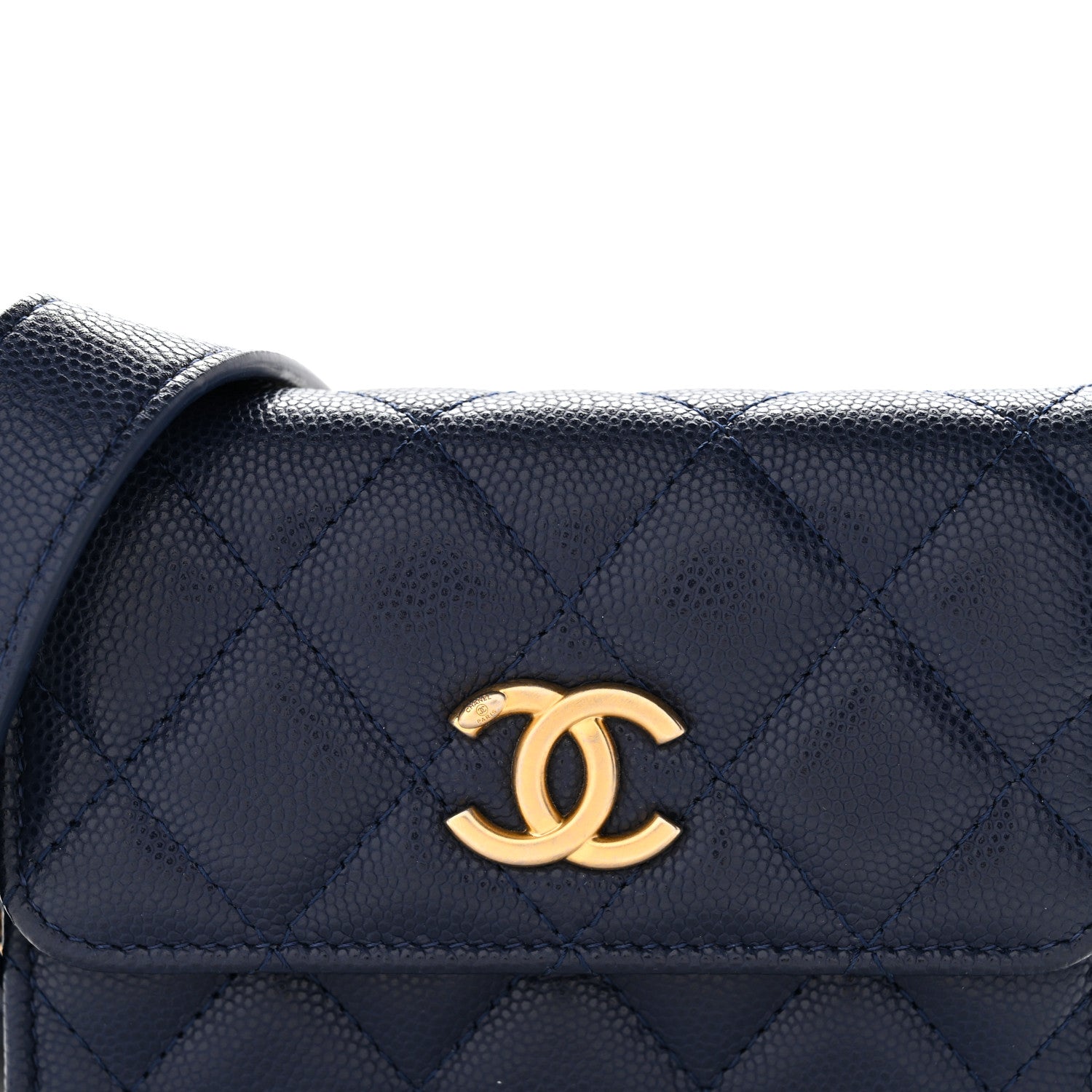 Chanel Caviar Quilted Twist Your Buttons Coin Purse With Chain Navy 9 of 12