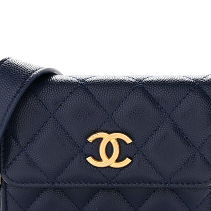 Chanel Caviar Quilted Twist Your Buttons Coin Purse With Chain Navy 9 of 12
