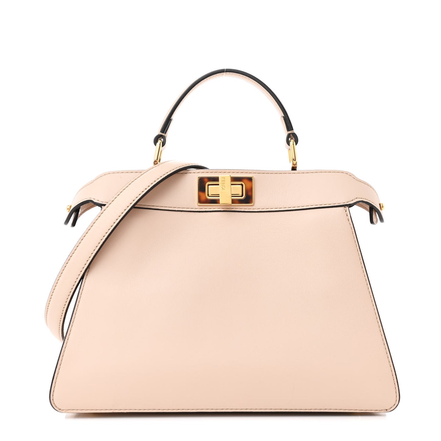 Vitello Seta Shiny Nappa Plexiglass Small Peekaboo I SEE U Satchel  Poudre
