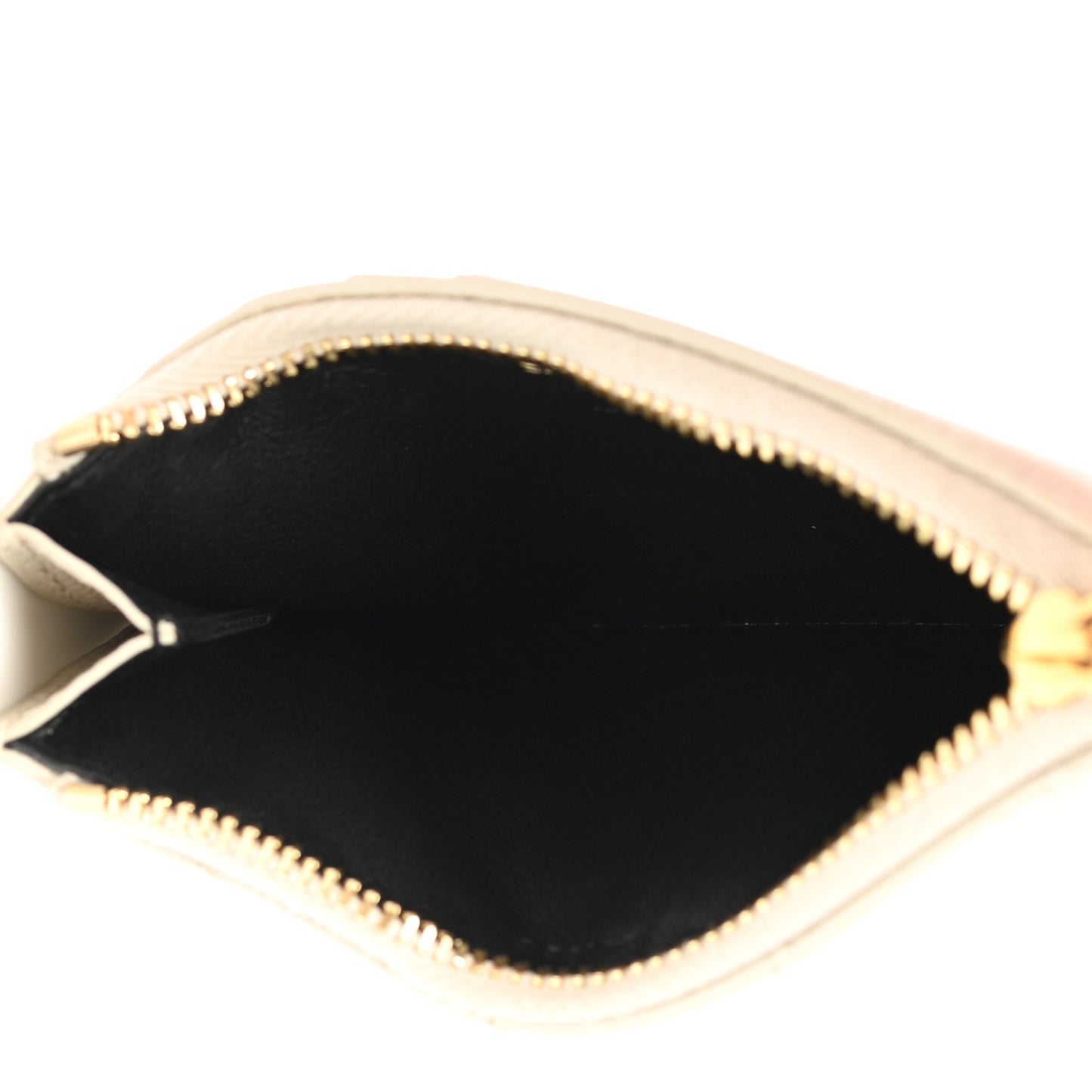 Grain De Poudre Matelasse Chevron Monogram Fragments Zippered Card Case Blanc Vintage