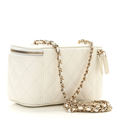 Chanel Caviar Quilted Small Vanity Case With Chain White 3 of 12