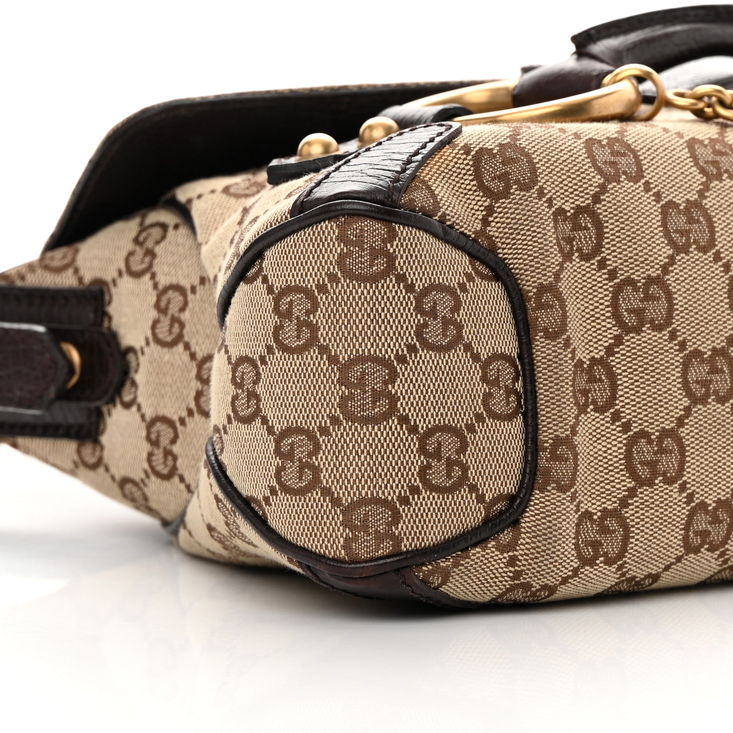 Gucci Monogram Horsebit Chain Flap Shoulder Bag Brown 9 of 13